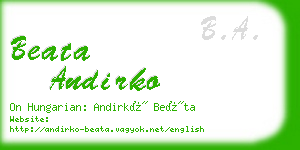 beata andirko business card